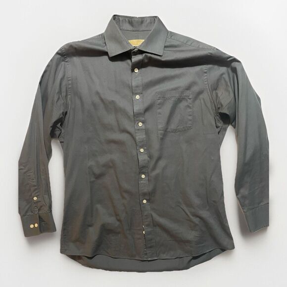 Michael Kors Button Shirt  Men 16 1/2 Gray/Blue Long Sleeve Slim Fit - Picture 1 of 5
